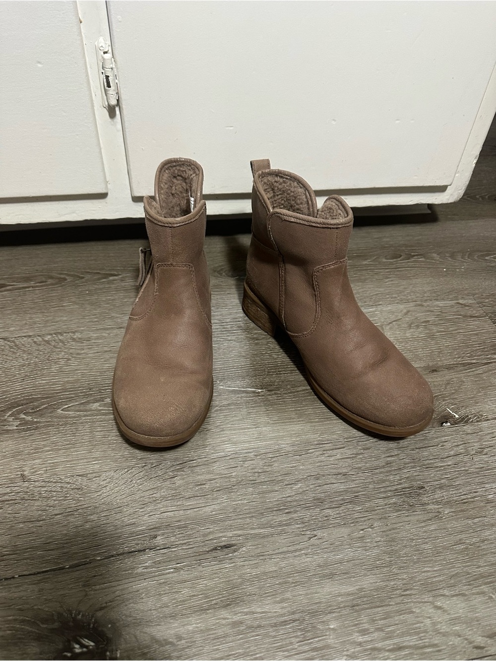 UGG Taupe Suede Shearling Ankle Boots